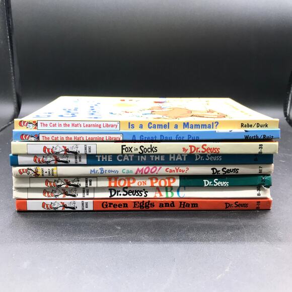 Vintage Dr. Seuss Easy Reader Books Set of 8 Green Eggs Hop on Pop Cat in Hat - Picture 1 of 9